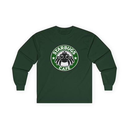 Starbugs Café long sleeve tee | Coffee parody shirt