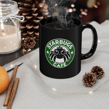 Starbugs Cafe | Black ceramic coffee mug