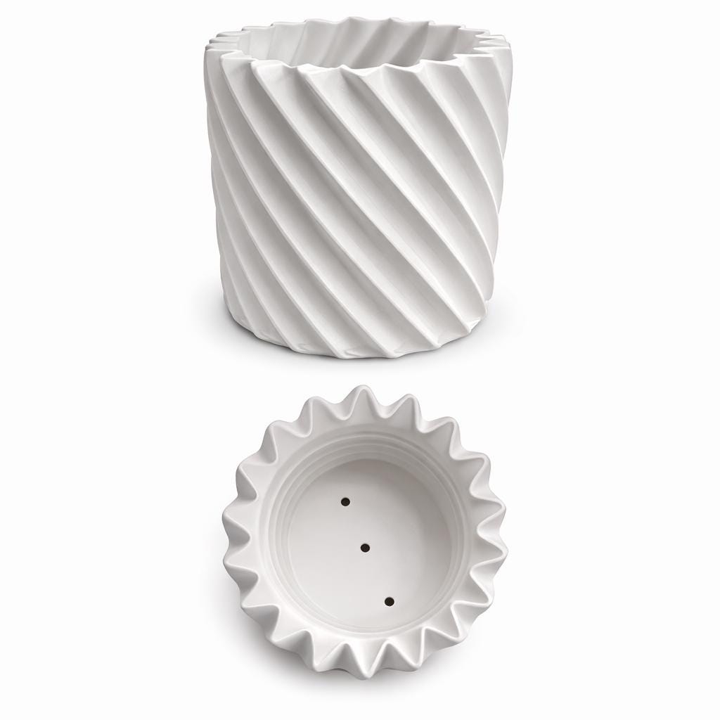 Spiral Lightweight Planter – With Plant Add-ons - 3D Printed