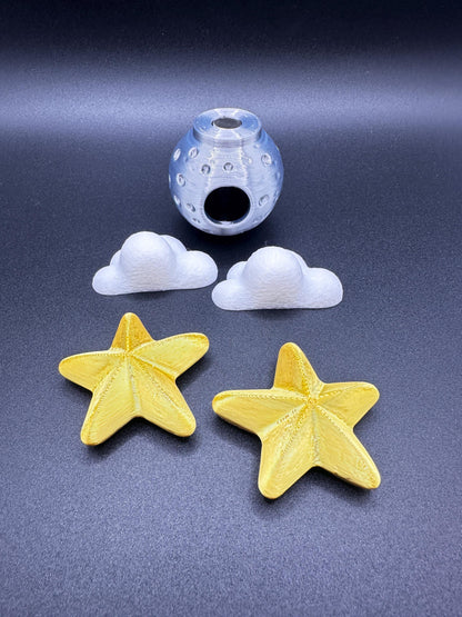 Moon w. Clouds or Stars | Jumping Spider Hide Decor