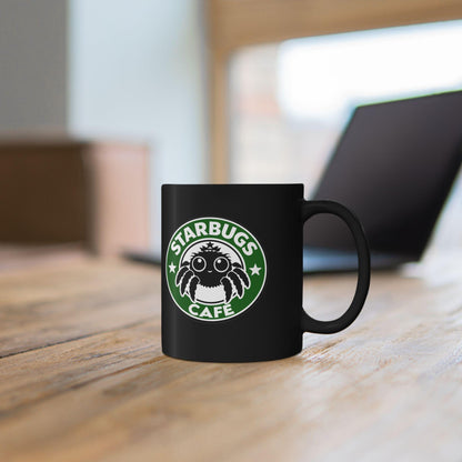 Starbugs Cafe | Black ceramic coffee mug