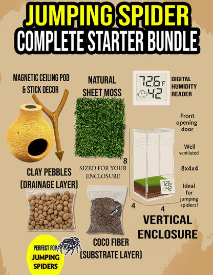 SEMI BIO-ACTIVE Starter Bundle | Jumping Spiders & Other Tiny Pets| Low Maintenance | Free Random Gift included with every order!