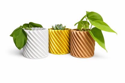 Spiral Lightweight Planter – With Plant Add-ons - 3D Printed