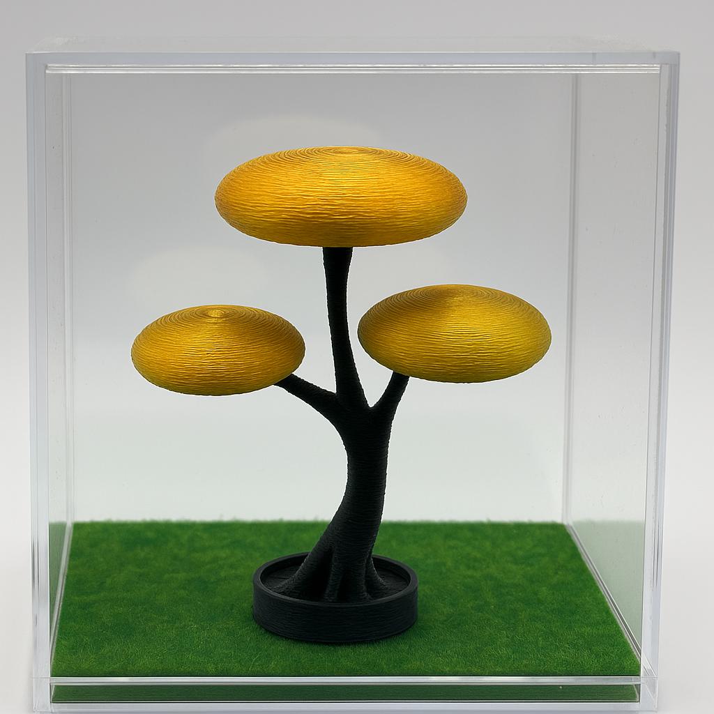 Black Gold Modern Tree Terrarium Decor – 3D Printed Eco-Friendly Accent for Jumping Spiders Small Pets