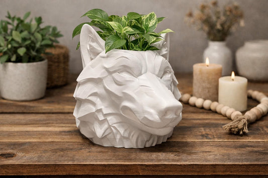 Wolf Head Planter – With Plant Add-ons - 3D Printed