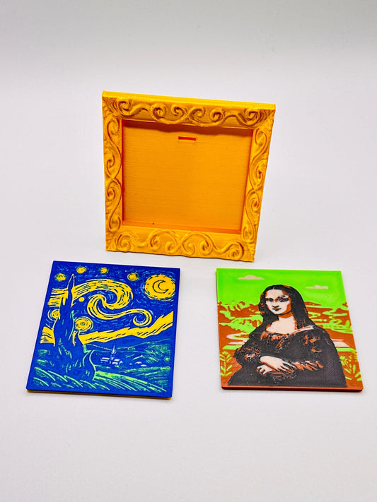 Magnetic Art Frame | Interchangeable| Starry Night and Mona Lisa