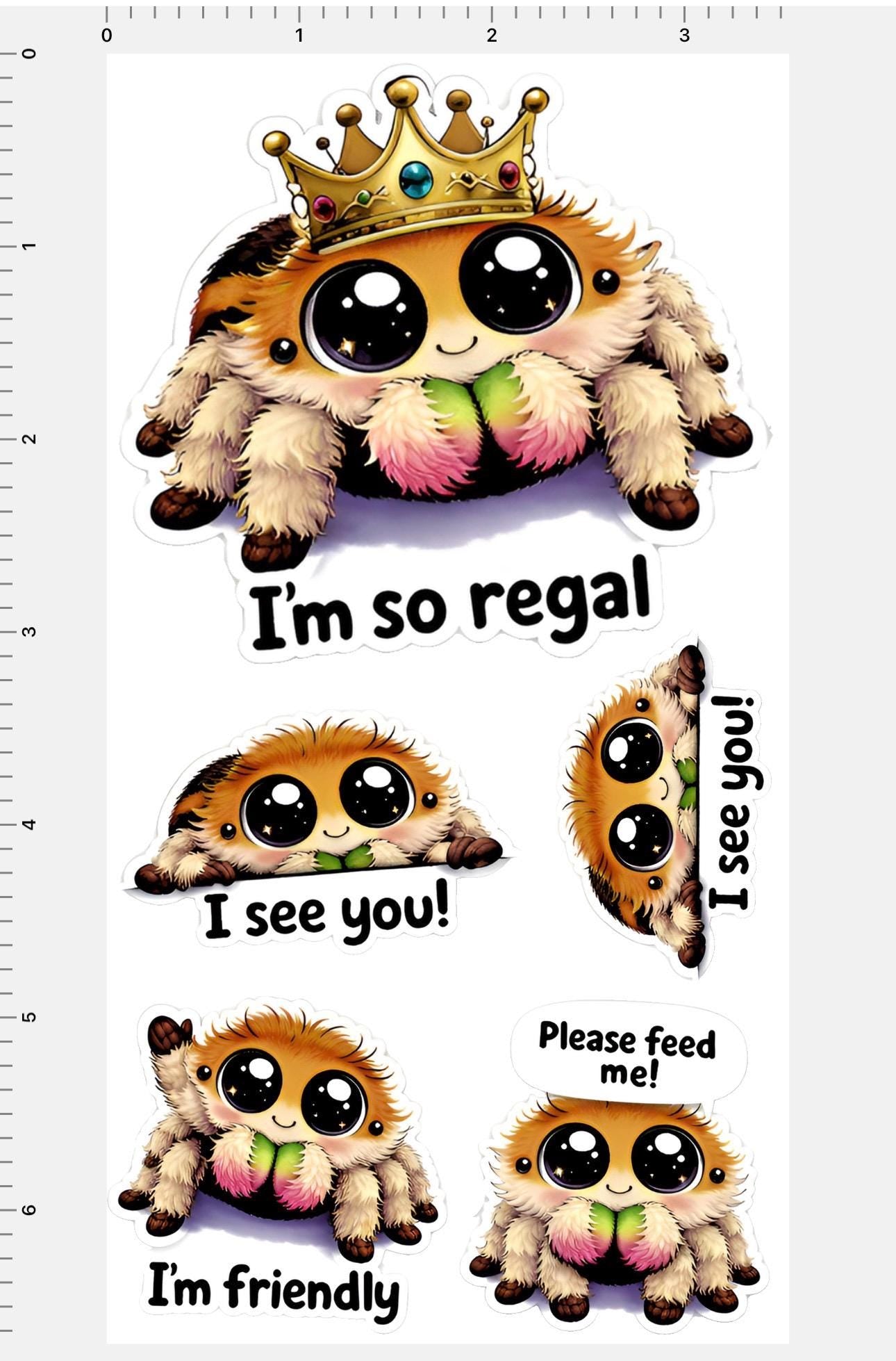 Jumping Spider Stickers | Sticker Themed Sheets | 6 per Sheet