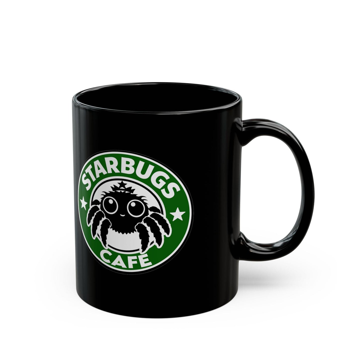 Starbugs Cafe | Black ceramic coffee mug