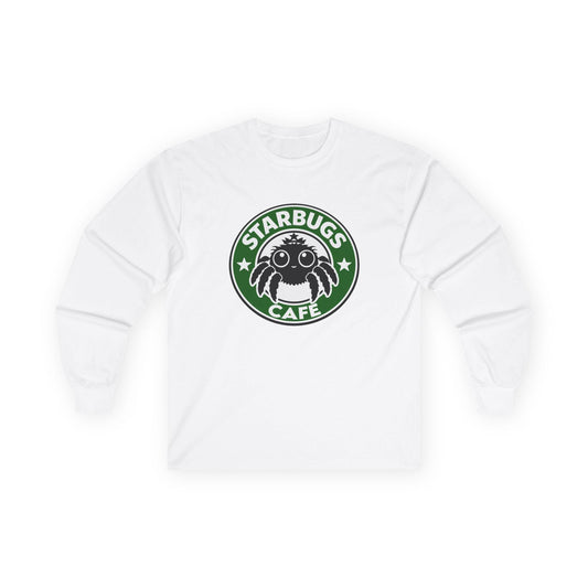 Starbugs Café long sleeve tee | Coffee parody shirt