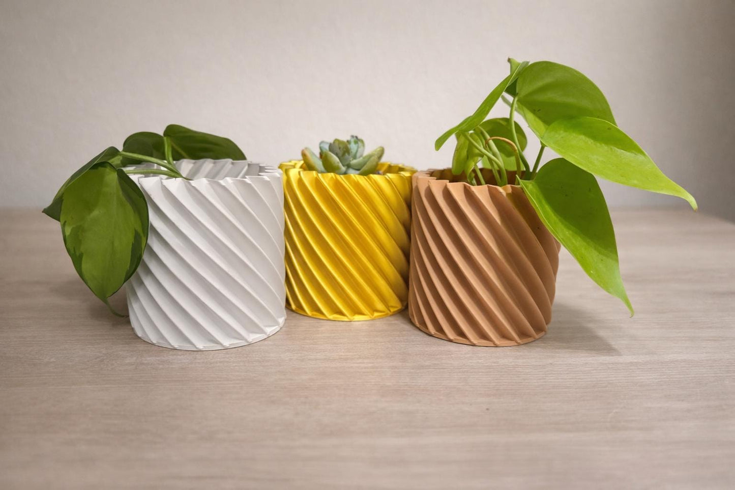 Spiral Lightweight Planter – With Plant Add-ons - 3D Printed