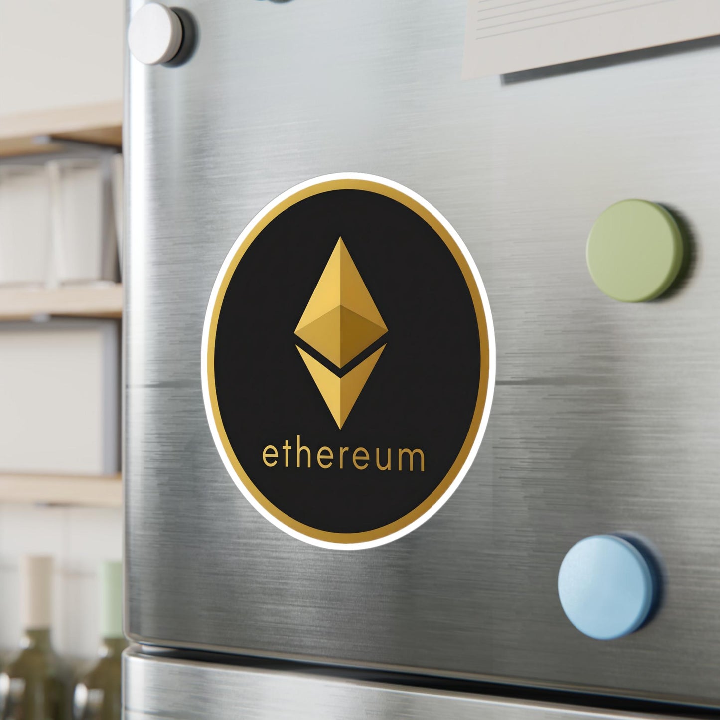 Ethereum Kiss-Cut Vinyl Decals for Walls, Laptops, Water Bottles, Stickers, Crypto Decor, Unique Gift Ideas