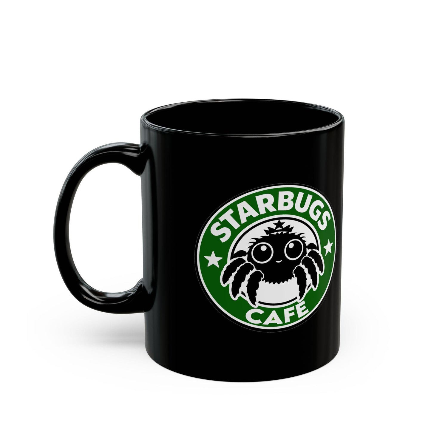 Starbugs Cafe | Black ceramic coffee mug