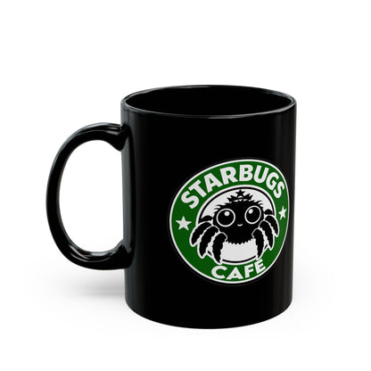 Starbugs Cafe | Black ceramic coffee mug