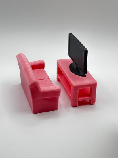 Tiny Couch & TV Stand Decor Combo | Pet Decor | Personalize it!