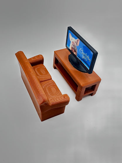 Tiny Couch & TV Stand Decor Combo | Pet Decor | Personalize it!