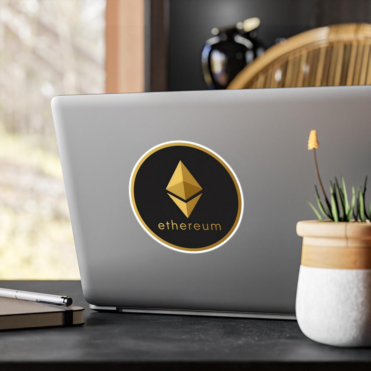 Ethereum Kiss-Cut Vinyl Decals for Walls, Laptops, Water Bottles, Stickers, Crypto Decor, Unique Gift Ideas