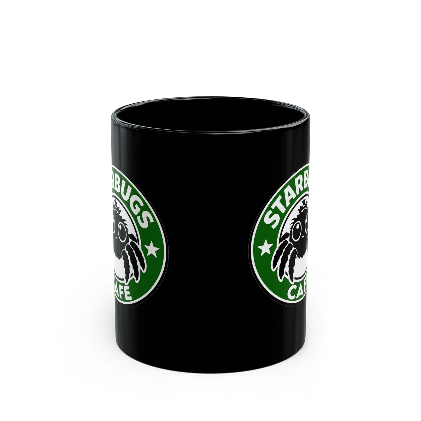 Starbugs Cafe | Black ceramic coffee mug