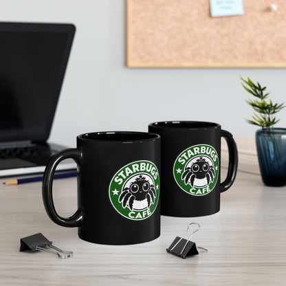 Starbugs Cafe | Black ceramic coffee mug