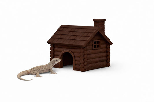 Log Cabin Gecko Hide – Decorative Reptile Shelter for Small Geckos (3D Printed)