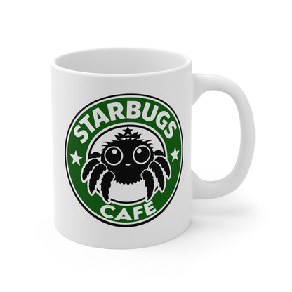 Starbugs Cafe White Mug | Jumping Spider Theme