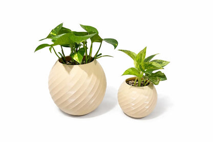 Modern Spiral Finish Planter – With Plant Add-ons - 3D Printed