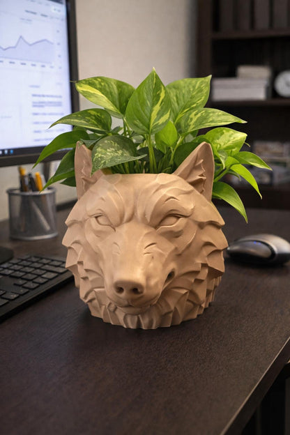Wolf Head Planter – With Plant Add-ons - 3D Printed