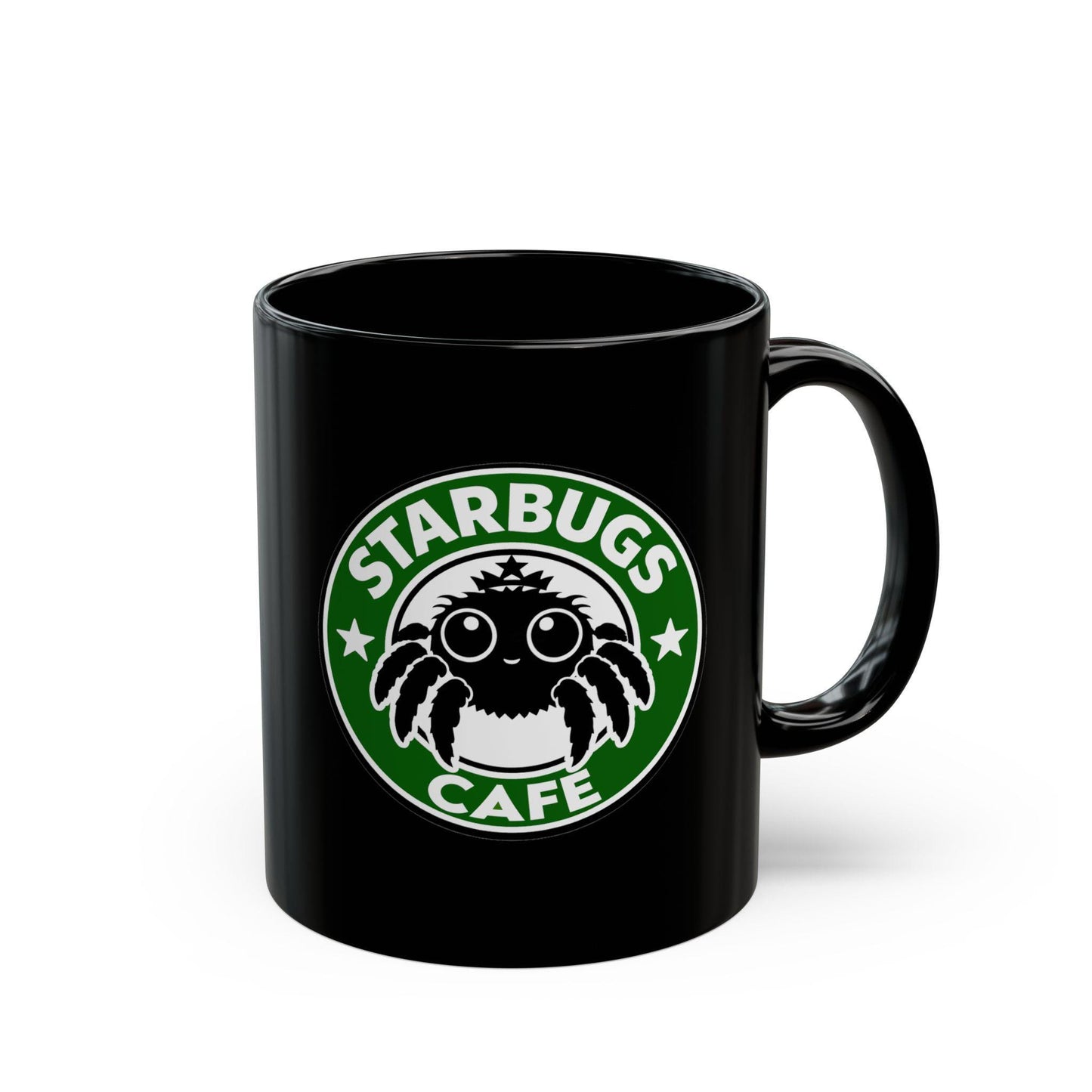 Starbugs Cafe | Black ceramic coffee mug